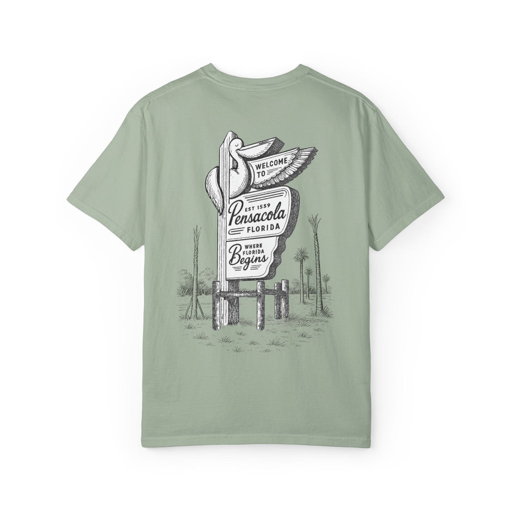 Vintage Pensacola Florida Pelican Shirt – "Where Florida Begins" Retro Coastal Graphic Tee, Hand-Drawn Beach Design