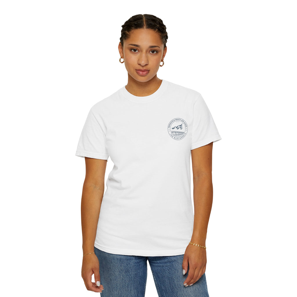 Blue Angels Air Show T-Shirt – Vintage Pensacola Beach Pier Jet Flyover – Navy Pilot Aviation Graphic Tee – Patriotic Military Shirt