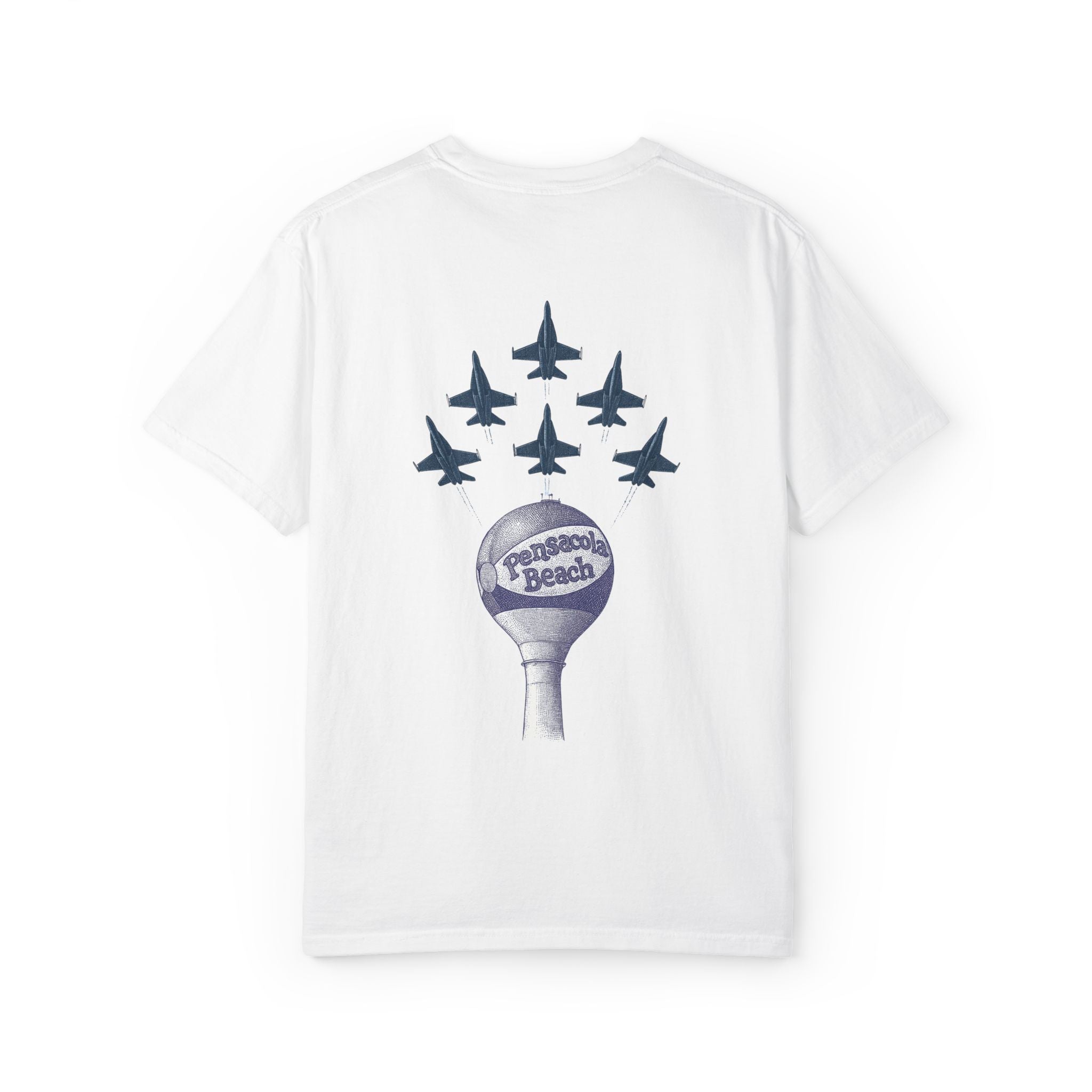 Blue Angels Pensacola Beach T-Shirt – Vintage Water Tower Flyover Design – Gulf Coast Florida Air Show Graphic Tee – Patriotic Jet Shirt
