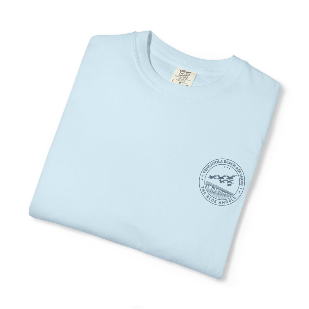 Blue Angels Air Show T-Shirt – Vintage Pensacola Beach Pier Jet Flyover – Navy Pilot Aviation Graphic Tee – Patriotic Military Shirt