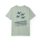 Blue Angels Pensacola Pier T-Shirt – Vintage Florida Beach Graphic Tee – Jet Flyover Coastal Design – Military Air Show Gift Shirt