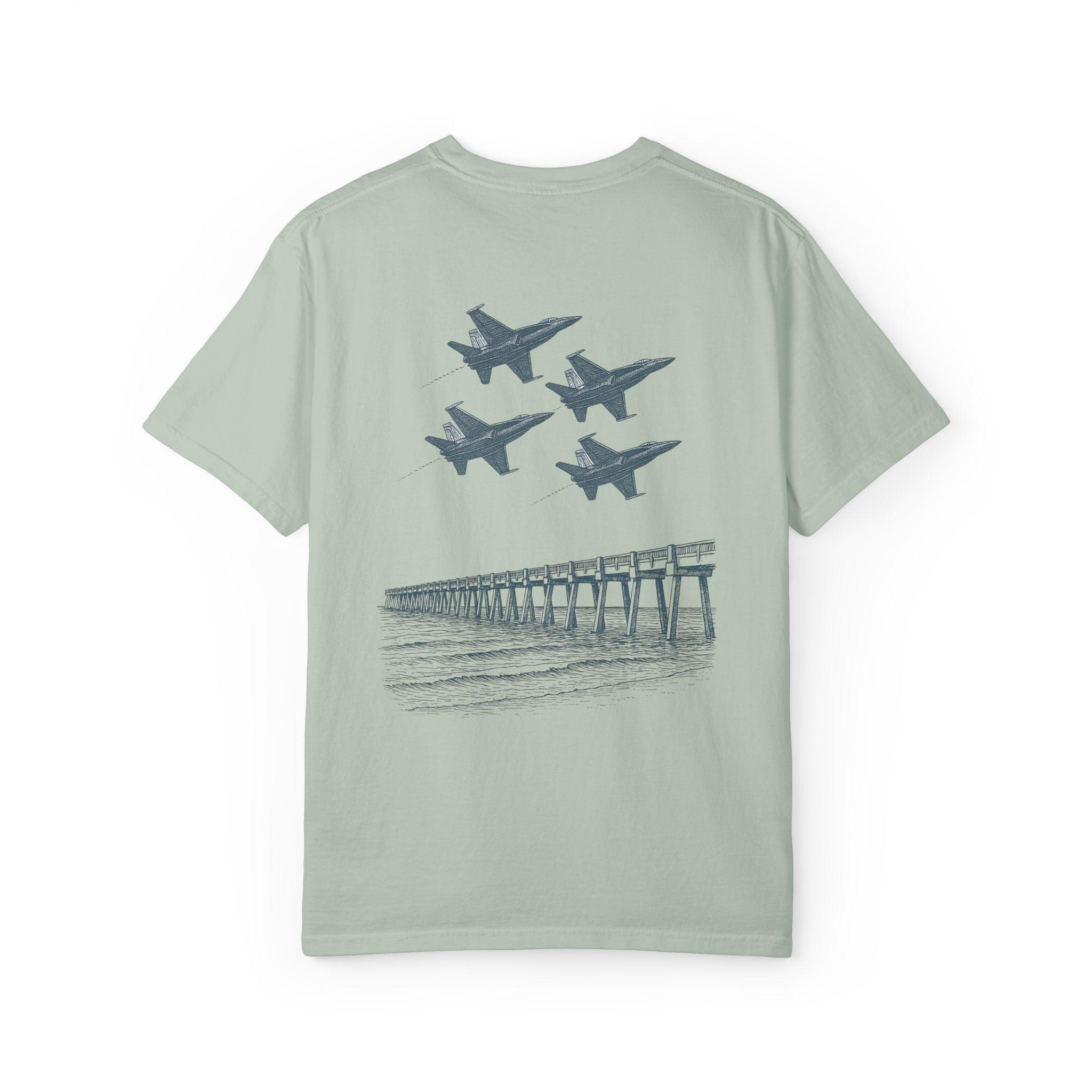 Blue Angels Pensacola Pier T-Shirt – Vintage Florida Beach Graphic Tee – Jet Flyover Coastal Design – Military Air Show Gift Shirt