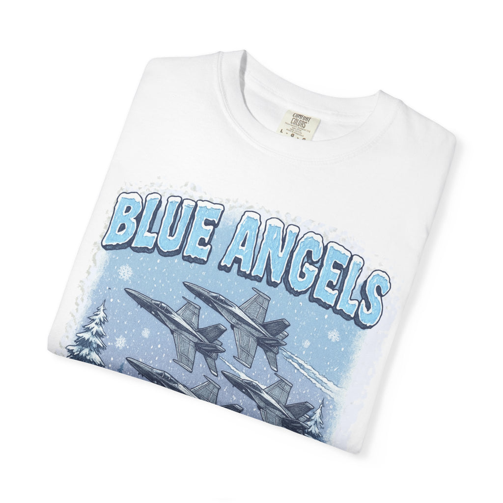 Blue Angels "Winter Blues" Vintage Aviation T-Shirt — Jets Over Snowy Pines