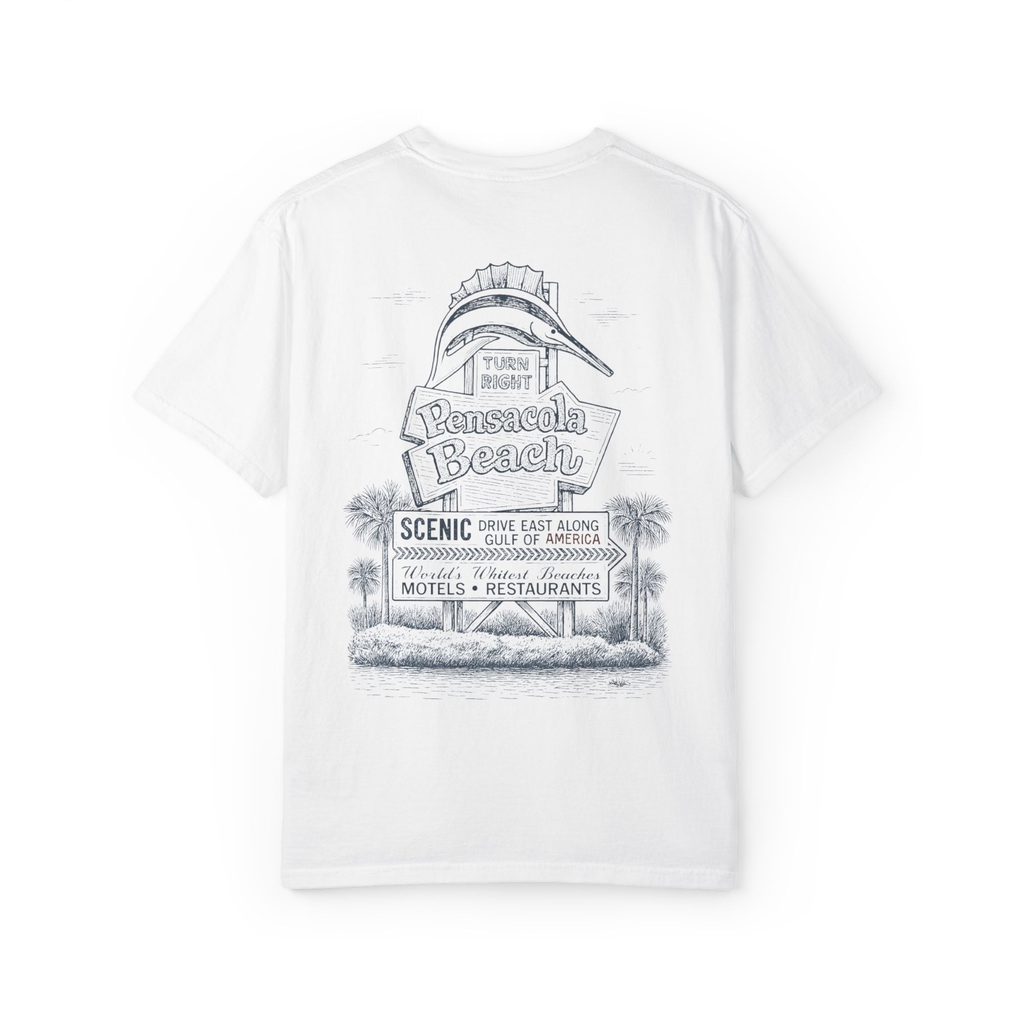 Vintage Pensacola Beach Sign T-Shirt - Scenic Drive - Gulf of America Coastal Tee