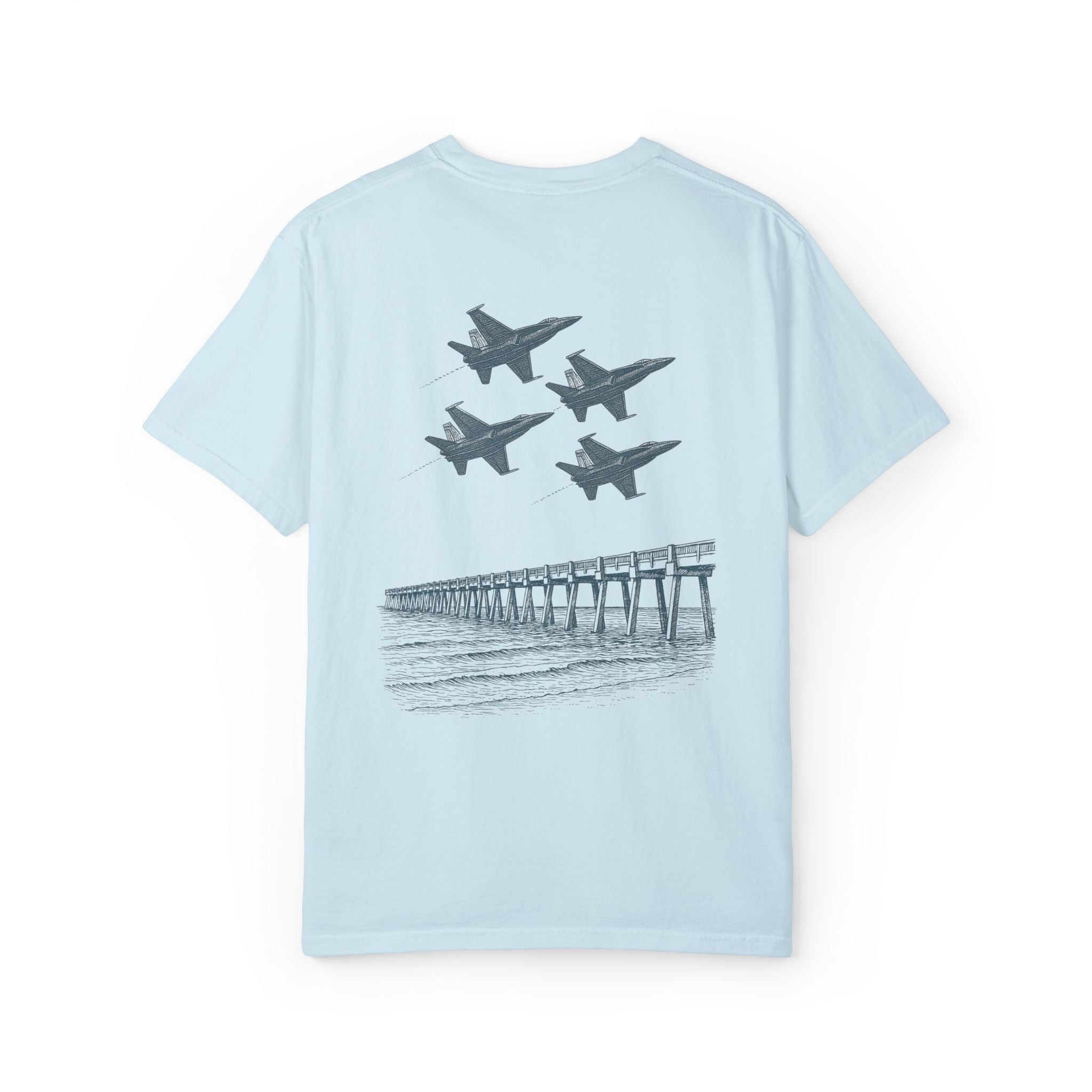 Blue Angels Pensacola Pier T-Shirt – Vintage Florida Beach Graphic Tee – Jet Flyover Coastal Design – Military Air Show Gift Shirt