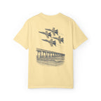 Blue Angels Air Show T-Shirt – Vintage Pensacola Beach Pier Jet Flyover – Navy Pilot Aviation Graphic Tee – Patriotic Military Shirt