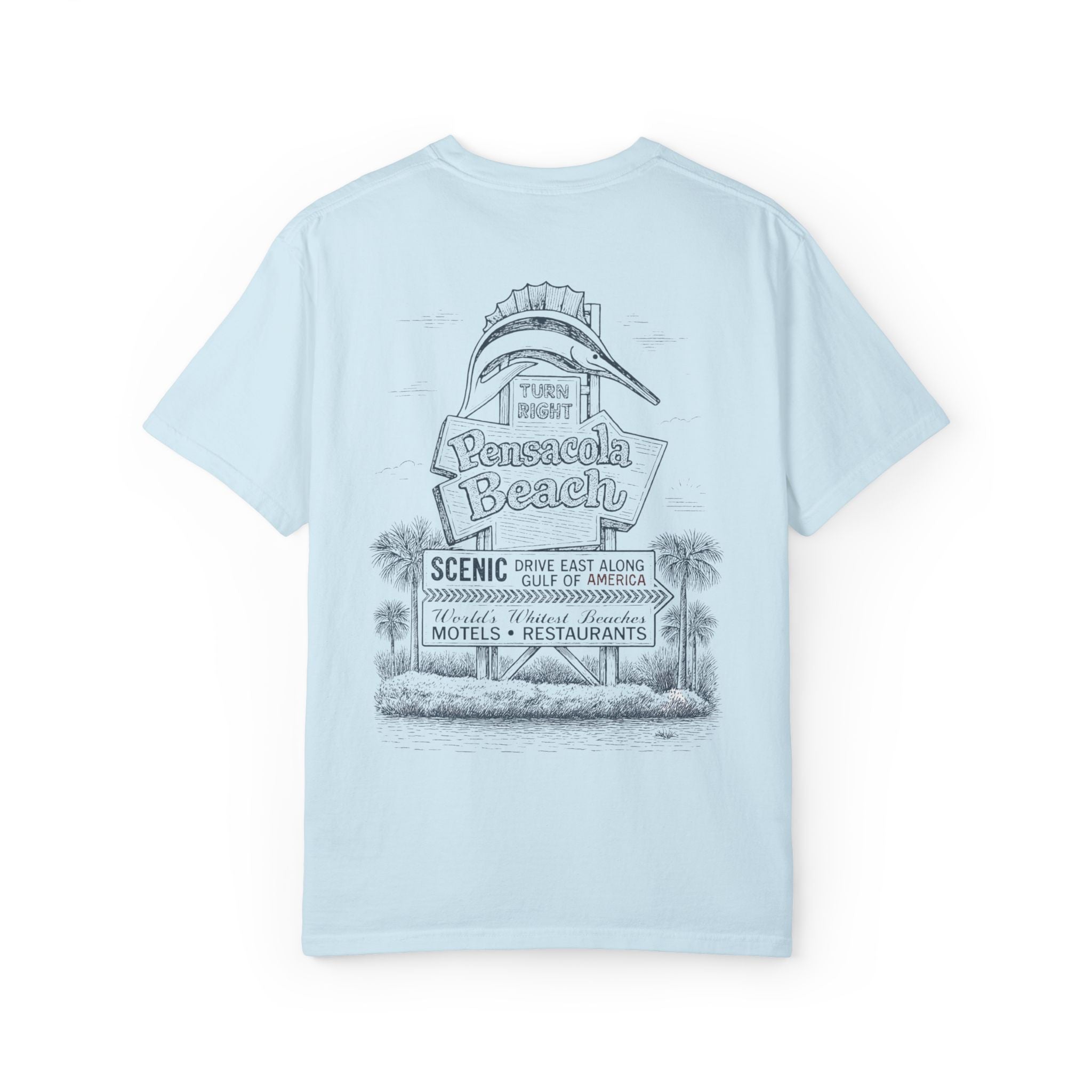 Vintage Pensacola Beach Sign T-Shirt - Scenic Drive - Gulf of America Coastal Tee