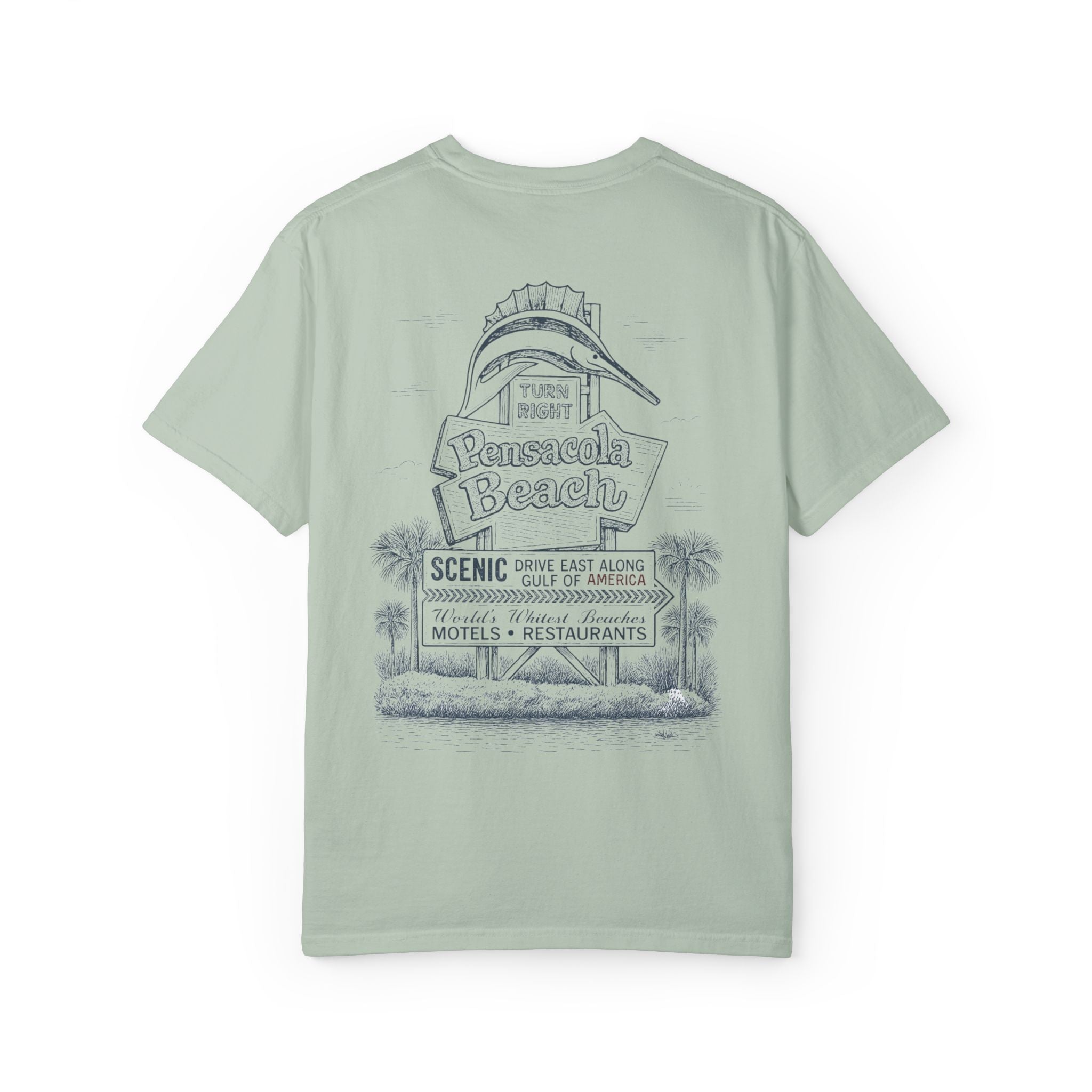 Vintage Pensacola Beach Sign T-Shirt - Scenic Drive - Gulf of America Coastal Tee