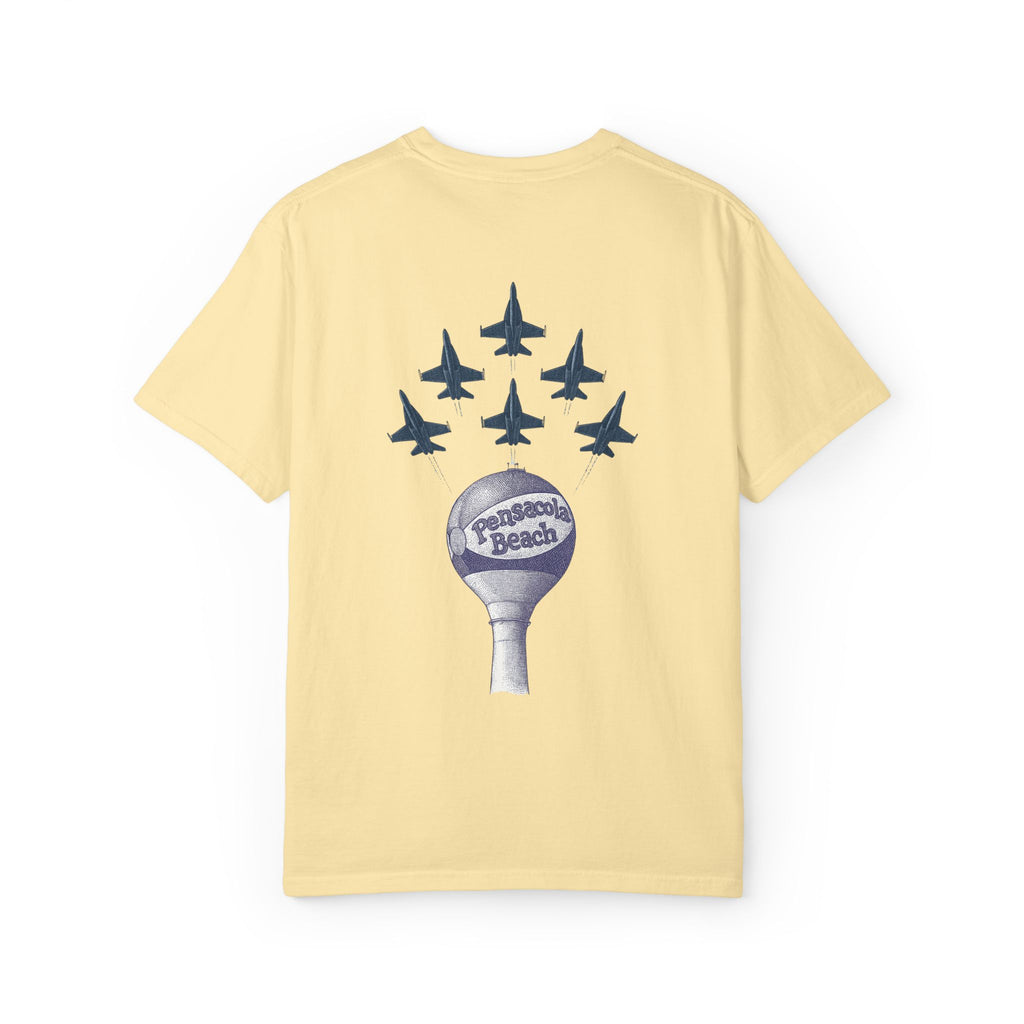 Blue Angels Pensacola Beach T-Shirt – Vintage Water Tower Flyover Design – Gulf Coast Florida Air Show Graphic Tee – Patriotic Jet Shirt