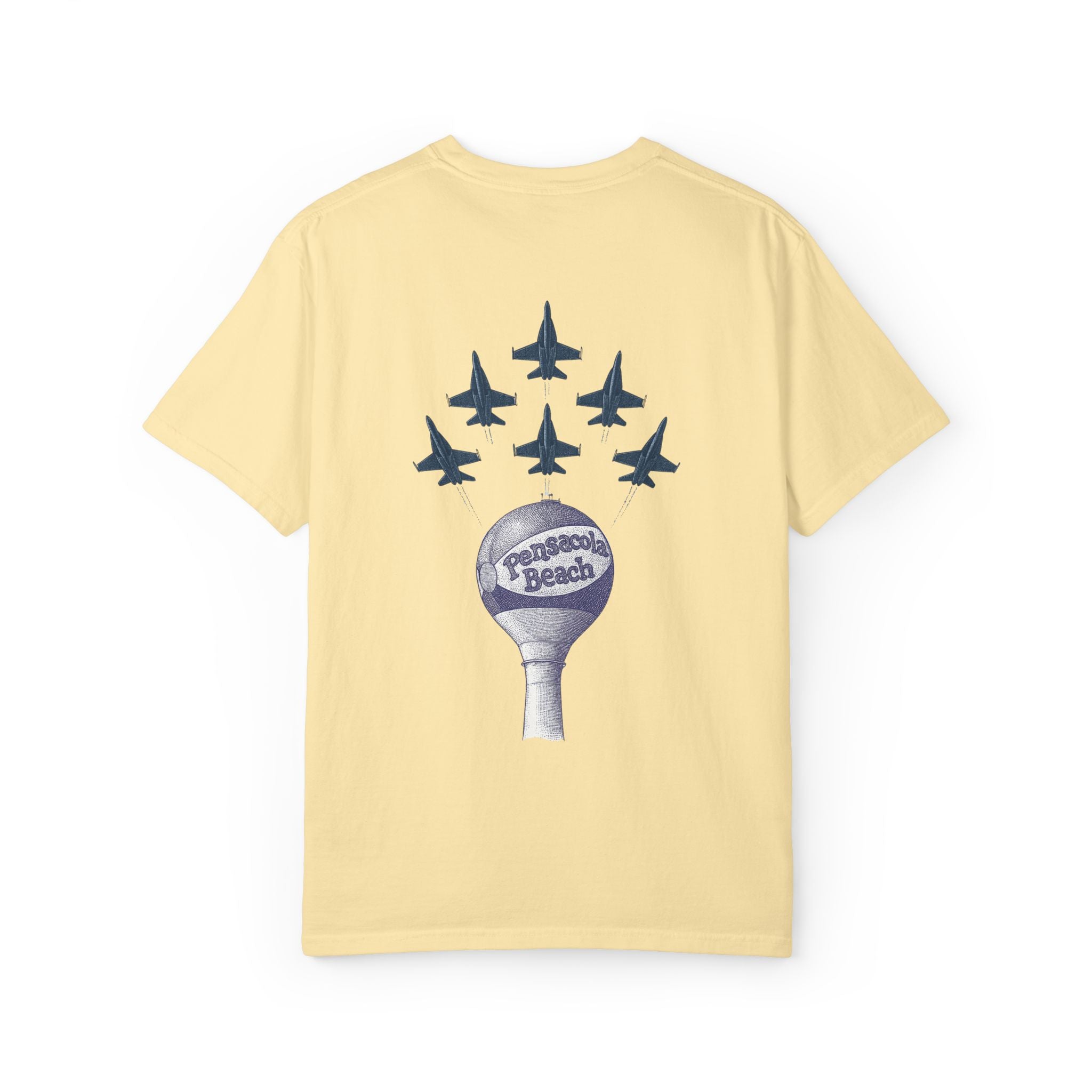 Blue Angels Pensacola Beach T-Shirt – Vintage Water Tower Flyover Design – Gulf Coast Florida Air Show Graphic Tee – Patriotic Jet Shirt