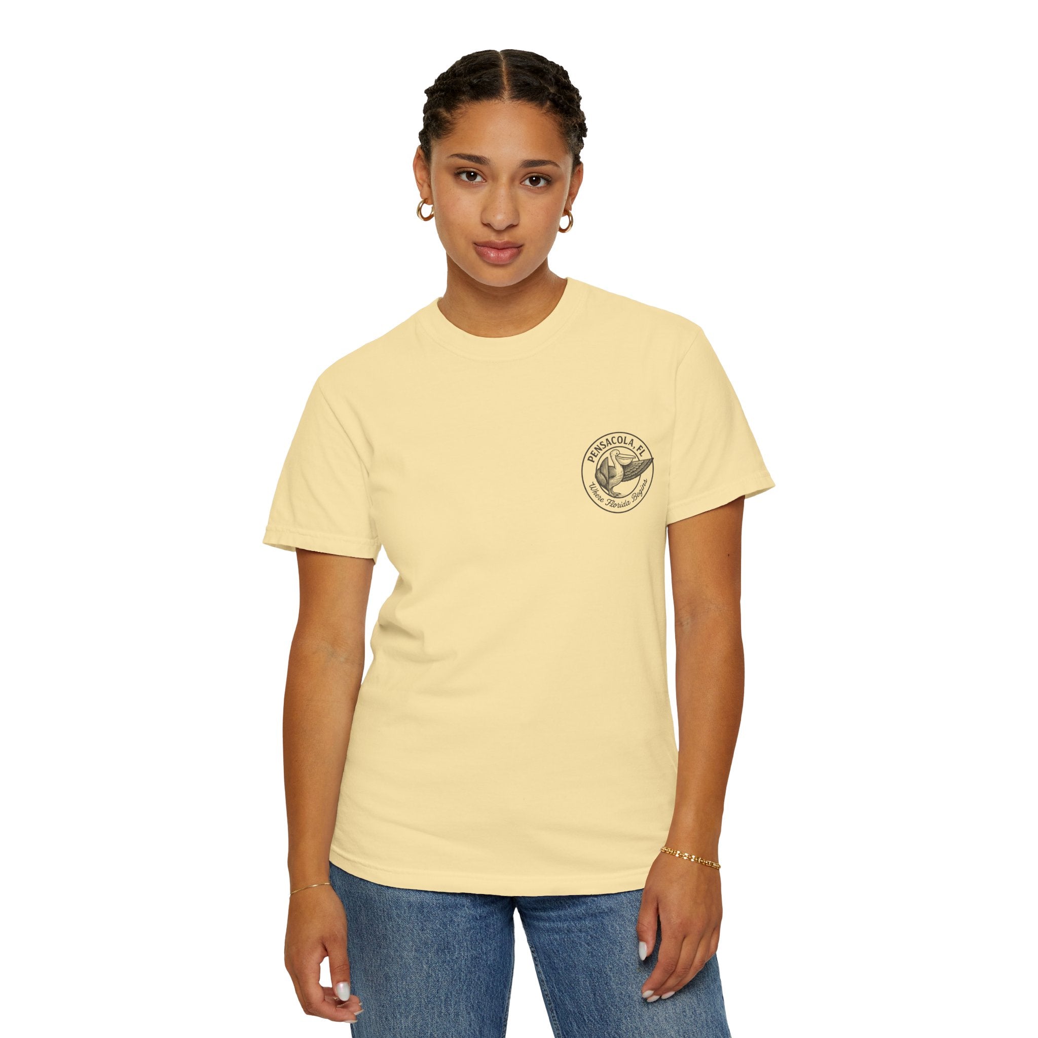 Vintage Pensacola Florida Pelican Shirt – "Where Florida Begins" Retro Coastal Graphic Tee, Hand-Drawn Beach Design