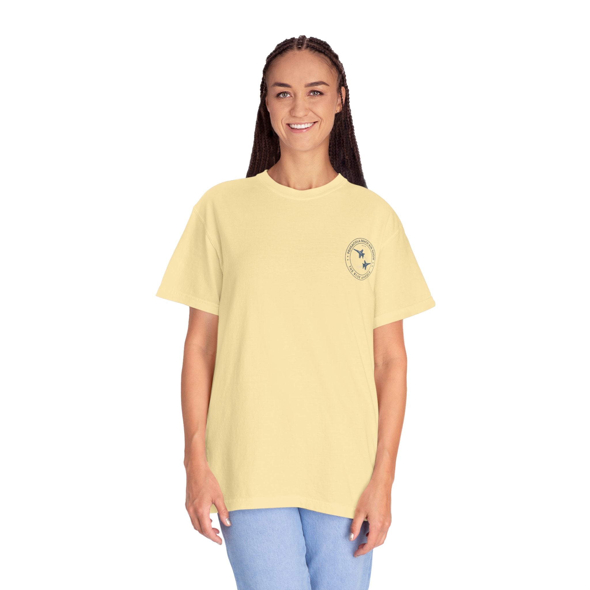 Blue Angels Pensacola Pier T-Shirt – Vintage Florida Beach Graphic Tee – Jet Flyover Coastal Design – Military Air Show Gift Shirt