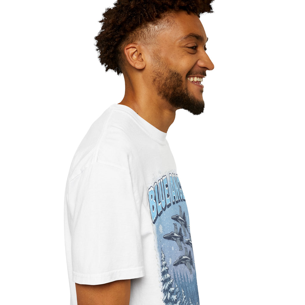 Blue Angels "Winter Blues" Vintage Aviation T-Shirt — Jets Over Snowy Pines