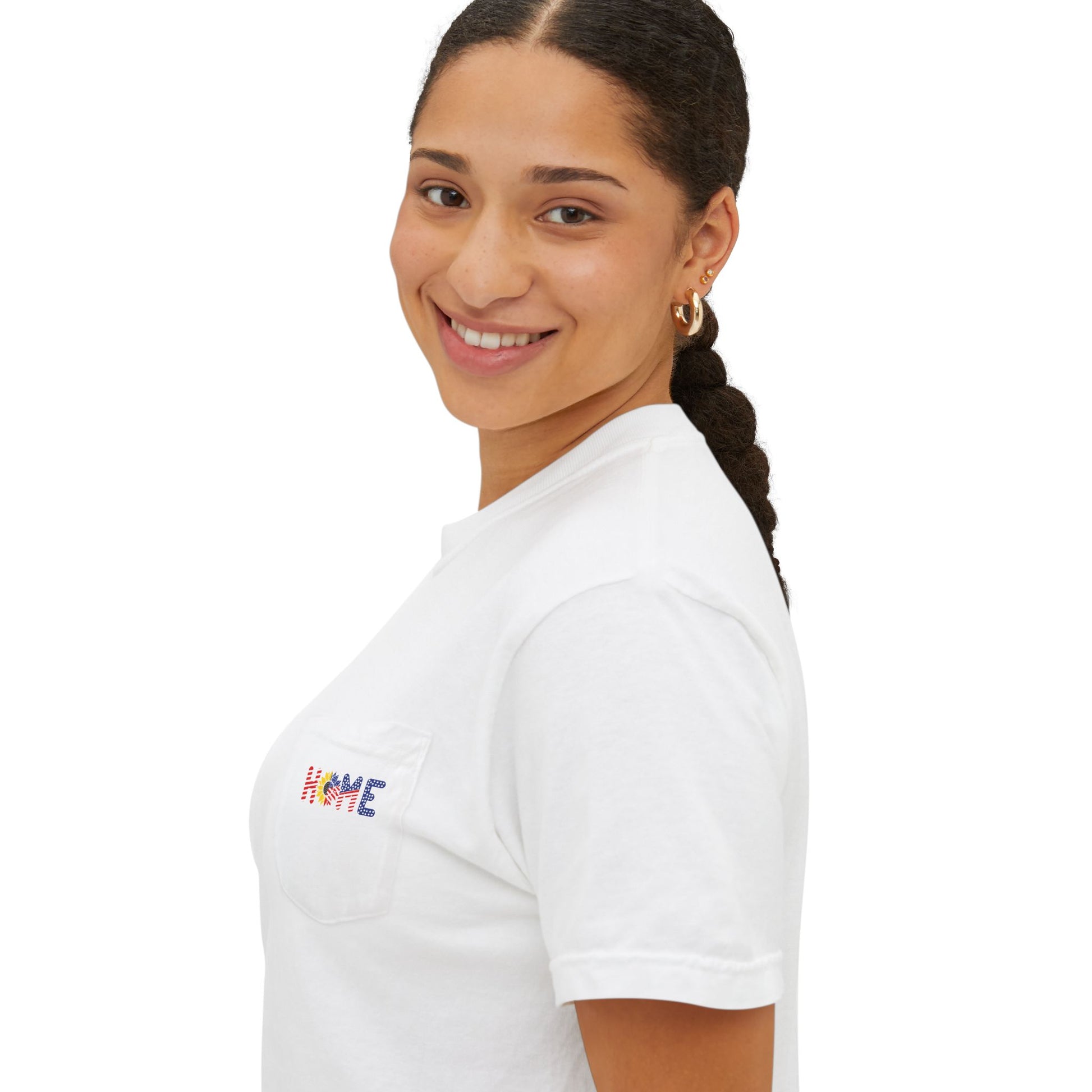 Pocket T-Shirt Fourth of July Floral Home Design