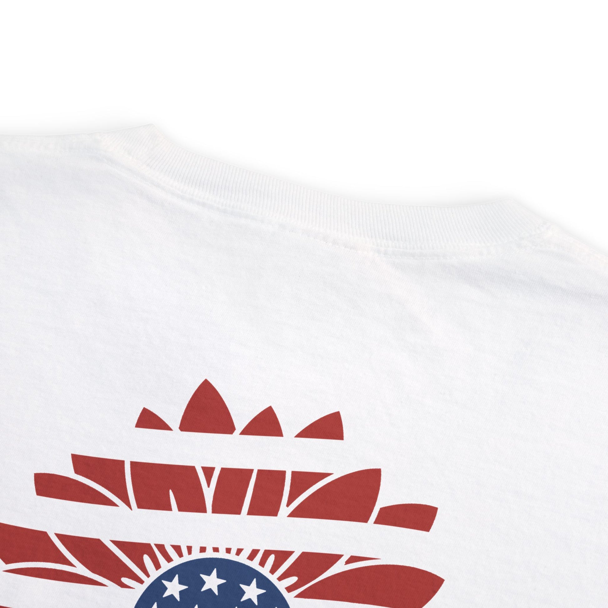 4th of July Banner & Floral Red White Blue Design Pocket T-Shirt