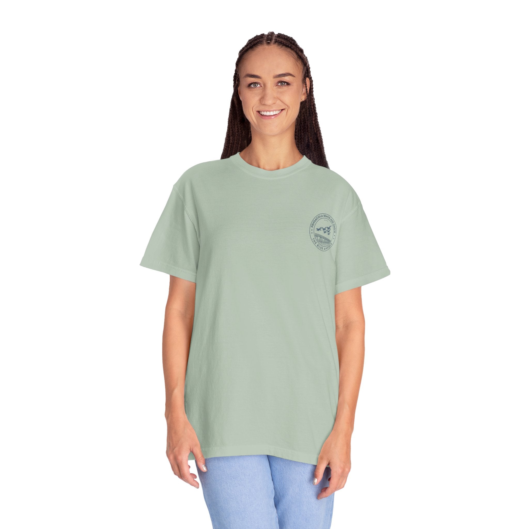 Blue Angels Air Show T-Shirt – Vintage Pensacola Beach Pier Jet Flyover – Navy Pilot Aviation Graphic Tee – Patriotic Military Shirt