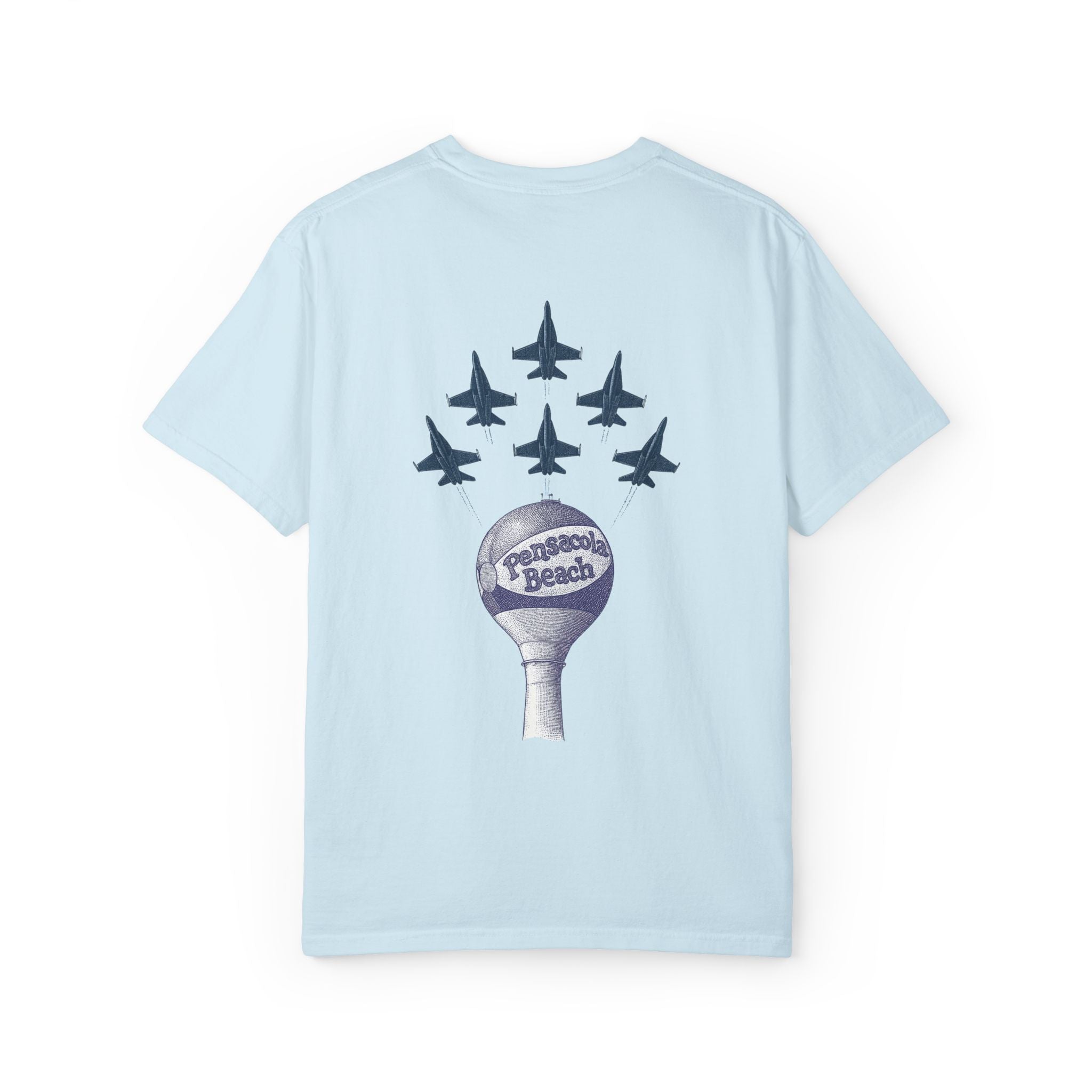 Blue Angels Pensacola Beach T-Shirt – Vintage Water Tower Flyover Design – Gulf Coast Florida Air Show Graphic Tee – Patriotic Jet Shirt