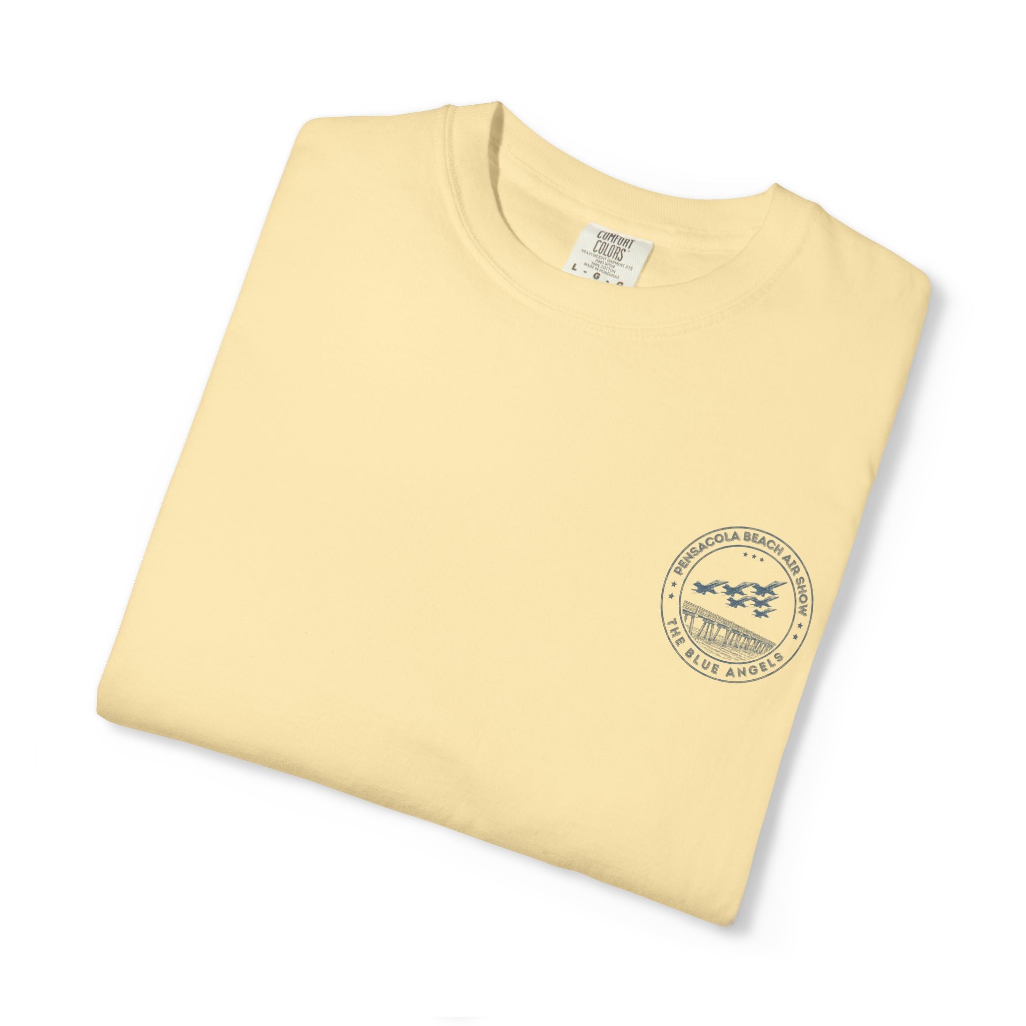 Blue Angels Air Show T-Shirt – Vintage Pensacola Beach Pier Jet Flyover – Navy Pilot Aviation Graphic Tee – Patriotic Military Shirt