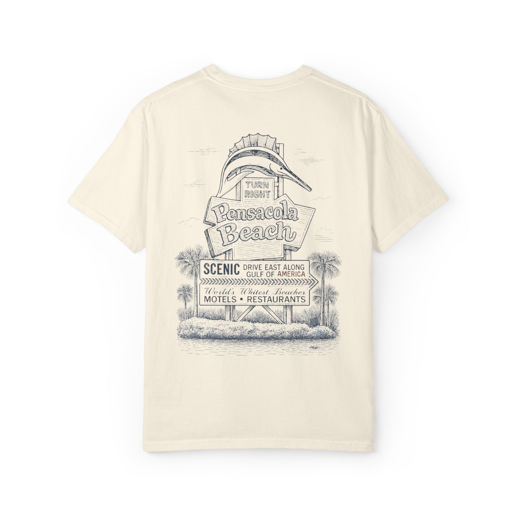 Vintage Pensacola Beach Sign T-Shirt - Scenic Drive - Gulf of America Coastal Tee